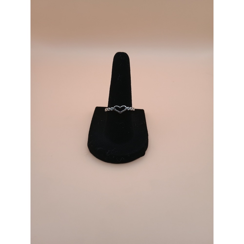 Sterling Silver Open Heart Ring S925 Bezel Set‎ Band Size 6